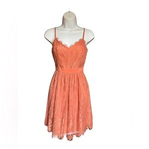 Gorgeous peachy terracotta eyelash lace dress
